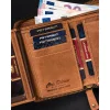 Portfel Peterson nubuk camel – miejsce na dokumenty Peterson camel nubuck wallet – document compartments