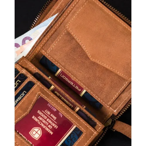 Portfel nubukowy Peterson – zamknięcie na suwak Peterson nubuck wallet – zip-around closure