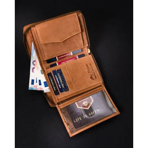 Portfel nubukowy Peterson – podwójna kieszeń na banknoty Peterson nubuck wallet – double banknote compartment