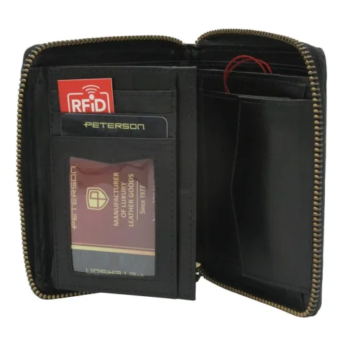 Wnętrze portfela Peterson – kieszenie na dokumenty Peterson wallet interior – document compartments