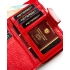 PETERSON skórzany portfel damski 425214-SAF ochrona RFID czerwony lakier