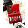Lakierowana skóra naturalna premium w czerwonym portfelu damskim Peterson / Premium glossy natural leather in red Peterson women’s wallet
