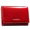 Czerwony portfel damski Peterson z lakierowanej skóry naturalnej z ochroną RFID – widok z przodu / Red women’s leather w