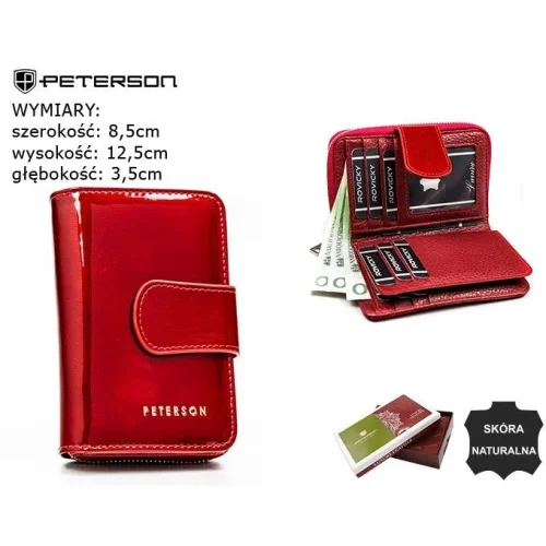 Portfel damski PETERSON PTN 76115-SH – wnętrze z przegródkami na karty i dokumenty