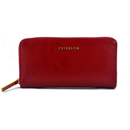 PETERSON skórzany portfel damski PL781 RFID czerwony