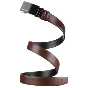 Brązowy pasek skórzany Peterson szerokość 3,4 cm – klasyczny model z ciemną klamrą Brown leather belt Peterson width 3.4 cm – classic model with dark buckle