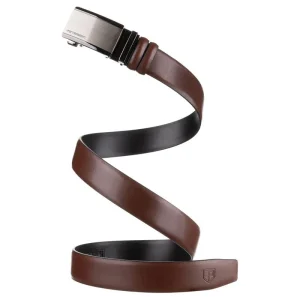 Skórzany pasek męski brązowy Peterson – elastyczna prezentacja długości | Brown leather men's belt Peterson – flexible length view