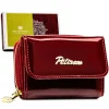 Skórzany portfel damski Peterson czerwony lakierowany pudełko prezentowe | Peterson red patent leather women's wallet with gift box