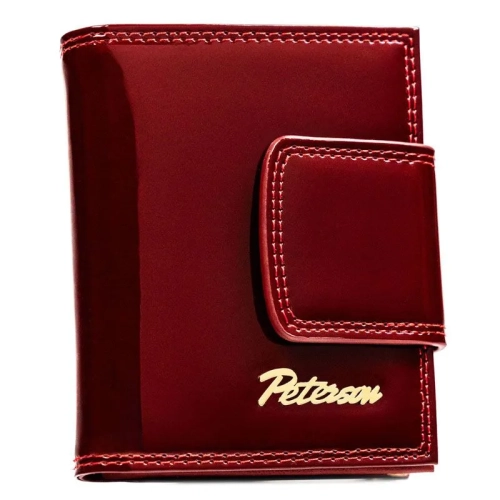 Czerwony portfel damski Peterson BC-42329 ze skóry naturalnej lakierowanej, widok z przodu | Peterson BC-42329 women’s r