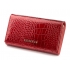 PETERSON Skórzany portfel damski z lakierowanej skóry naturalnej czerwony CR-466 RFID