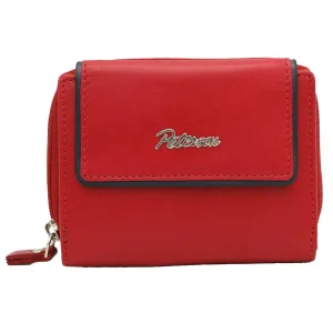 Damski portfel skórzany Peterson czerwony zamknięty na suwak / Peterson women’s leather wallet red zippered coin section