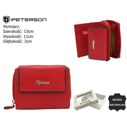 Skórzany portfel damski Peterson MP-26225 czerwono-granatowy widok z przodu / Peterson MP-26225 women’s leather wallet r