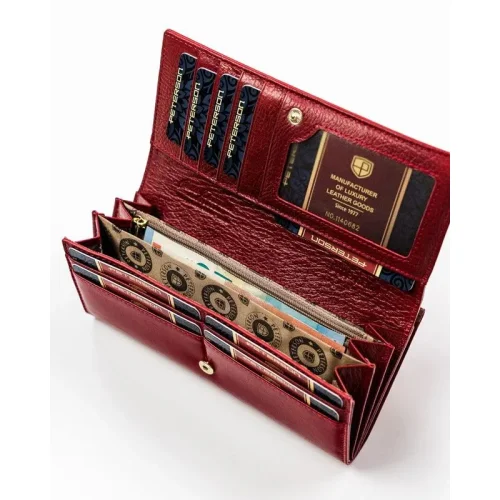 Duży portfel damski Peterson PL-721 w orientacji poziomej, miejsce na dowód rejestracyjny Large horizontal women’s wallet Peterson PL-721 with space for vehicle registration card