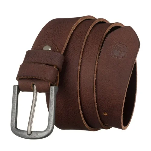 Szeroki brązowy pasek męski Peterson ze skóry naturalnej do dżinsów Wide brown Peterson men's leather belt for jeans