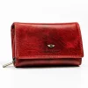 Czerwony skórzany portfel damski Peterson PTN 218 BMVT vintage RFID – widok z przodu | Red women’s leather wallet Peters