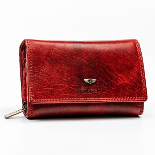 PETERSON skórzany portfel damski PTN-218-BMVT czerowny RFID