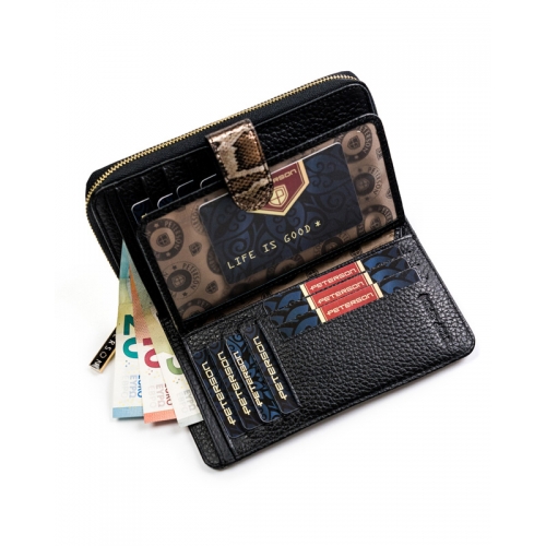 PETERSON Skórzany portfel damski z wężowym wzorem  BS-603 RFID
