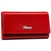 Czerwony skórzany portfel damski Peterson na zatrzask RFID Red genuine leather women's wallet Peterson snap closure RFID