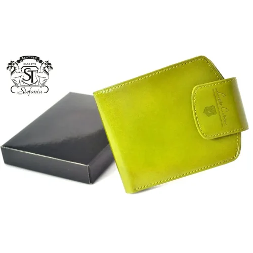 stefania 012 skórzany portfel damski seledynowy