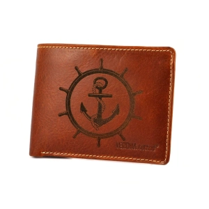 Skórzany portfel męski Verona Tattoo 096M z motywem kotwicy | Men's leather wallet Verona Tattoo 096M with anchor motif