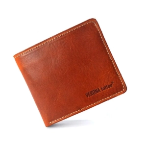 Portfel męski Verona Tattoo 331M jasny brąz skóra juchtowa super slim Men's wallet Verona Tattoo 331M light brown jucht