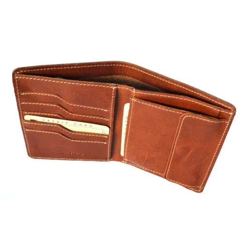 Verona Tattoo 348M brązowy portfel męski – ujęcie boczne / Verona Tattoo 348M brown men’s wallet – side angle