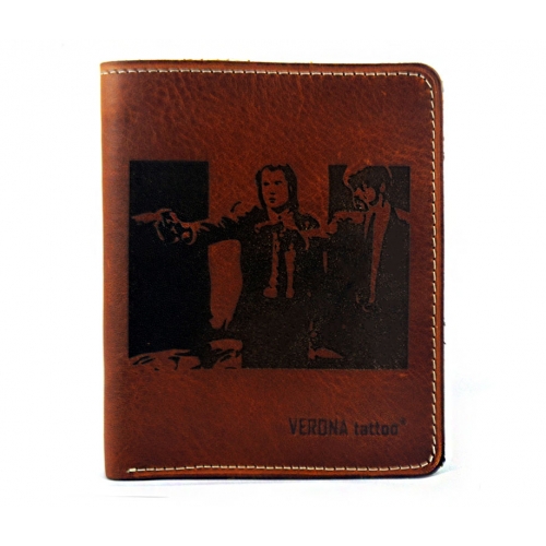 VERONA Tattoo skórzany portfel męski 348M z tatuażem Pulp Fiction