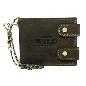 Always Wild 2900-BIC brązowy – skórzany portfel męski z łańcuchem przód / Always Wild 2900-BIC brown – men’s leather wal