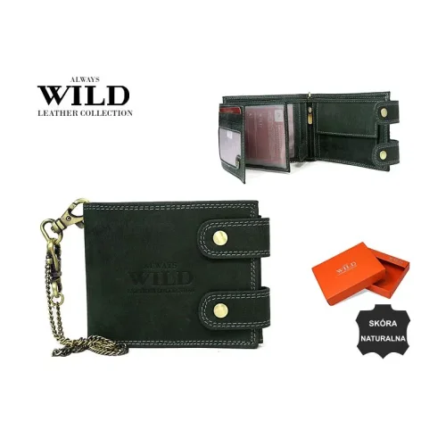 Always Wild 2900-BIC czarny – zestaw z łańcuchem i detalami / Always Wild 2900-BIC black wallet with detachable chain details
