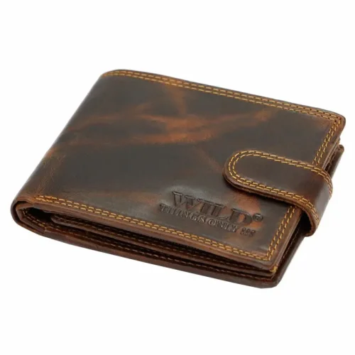 Wild 5600B brązowy portfel męski zamknięty profil | Wild 5600B brown men’s wallet closed side profile Portfel Wild 5600B – profil boczny | Wild 5600B wallet – side profile