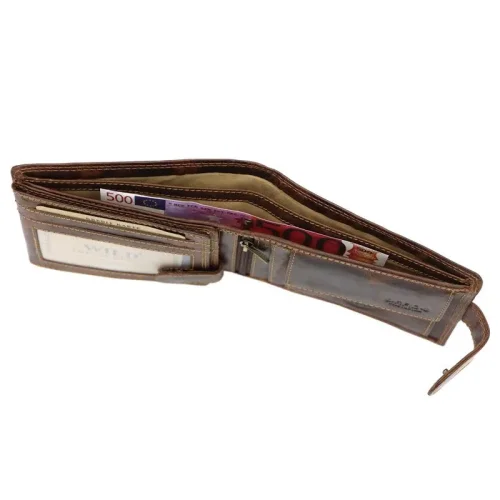 Wild 5600B portfel męski otwarty widok boczny | Wild 5600B men’s leather wallet open side view Wild 5600B – widok po otwarciu | Wild 5600B – open view