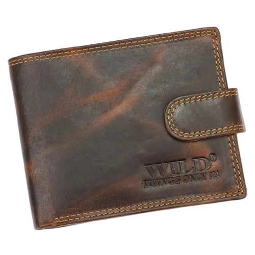 Wild 5600B brązowy skórzany portfel męski antykowana skóra przód | Wild 5600B brown men’s leather wallet antique leather