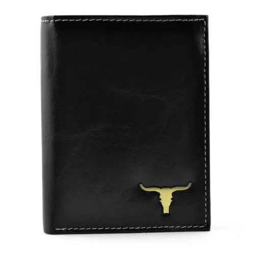 Wild Buffalo RM-06-BAW czarny – skórzany portfel męski RFID przód / Wild Buffalo RM-06-BAW black – men’s leather RFID wa