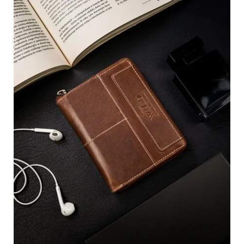 Wild N31892 portfel męski cognac – naturalna skóra bawola Wild N31892 cognac leather wallet – genuine buffalo leather