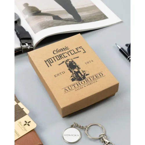 Skórzany portfel męski z motocyklem w pudełku prezentowym / Men’s leather motorcycle wallet in gift box