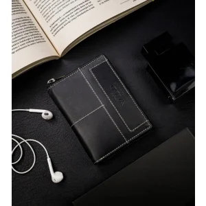 Always Wild N4Z-HWM czarny portfel na suwak – elegancka skóra bawola Always Wild N4Z-HWM black zip leather wallet – genuine buffalo leather
