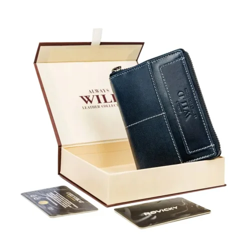 Always Wild N4Z-HWM granatowy portfel męski skórzany RFID – widok przód Always Wild N4Z-HWM navy men’s leather wallet RF