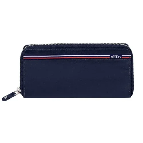 Always Wild N512-GV granatowy portfel damski skórzany na suwak – widok przód Always Wild N512-GV navy women’s leather zi