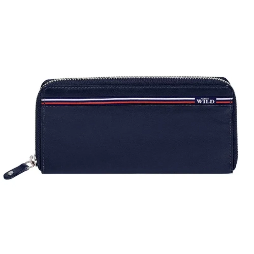 Always Wild N512-GV granatowy portfel damski skórzany na suwak – widok przód Always Wild N512-GV navy women’s leather zi