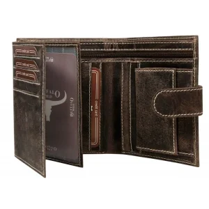 Portfel męski WILD BUFFALO wnętrze 12 miejsc na karty nubuk / WILD BUFFALO men’s wallet interior 12 card slots nubuck leather Wnętrze portfela WILD BUFFALO – 12 kart i kieszeń na bilon / WILD BUFFALO wallet interior – 12 card slots and coin pocket