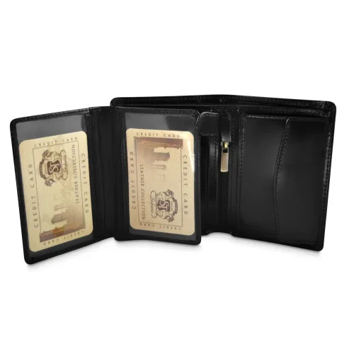 Portfel skórzany Bartex 012MB czarny RFID – przegrody na banknoty Bartex leather wallet 012MB black RFID – compartments for banknotes
