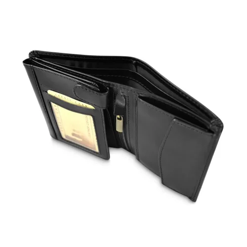 Skórzany portfel Bartex 012MB – przezroczyste okienko na dokument Bartex leather wallet 012MB – transparent ID window