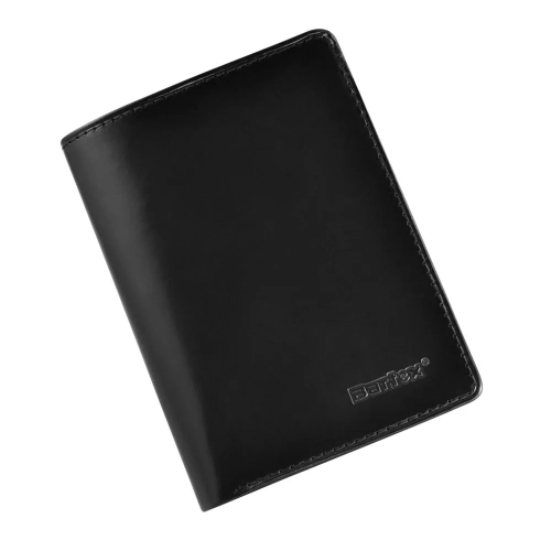 Skórzany portfel męski Bartex 012MB czarny RFID – widok z przodu EN: Bartex men’s leather wallet 012MB black RFID –