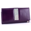 Fioletowy skórzany portfel damski Swarovski CV-140 Kolekcja Giovani widok z przodu elegancki model 16,5x9,5 cm Purple wo