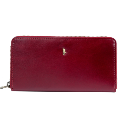 PUCCINI skórzany portfel damsk na suwak i MU1962 ciemno czerwony RFID