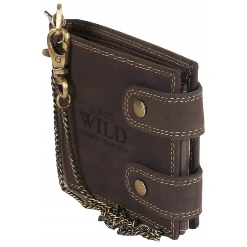 Always Wild 2900-BIC – brązowy portfel męski z łańcuchem styl vintage / Always Wild 2900-BIC – brown vintage men’s wallet with chain