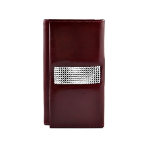 Skórzany portfel z kamieniami swarovskiego  CV 150 czerwony