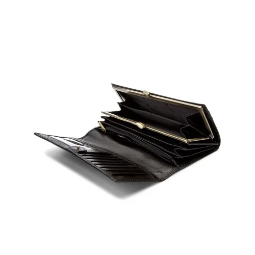 Duży portfel damski OCHNIK ITALY PL-187-99 czarny – widok otwarty pod kątem / Large OCHNIK ITALY PL-187-99 black women’s wallet – angled open view