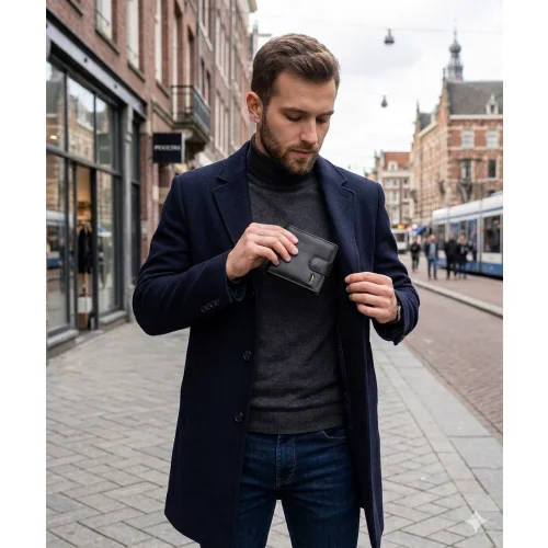 Elegancki portfel skórzany męski Puccini MU62251 czarny – zdjęcie lifestyle