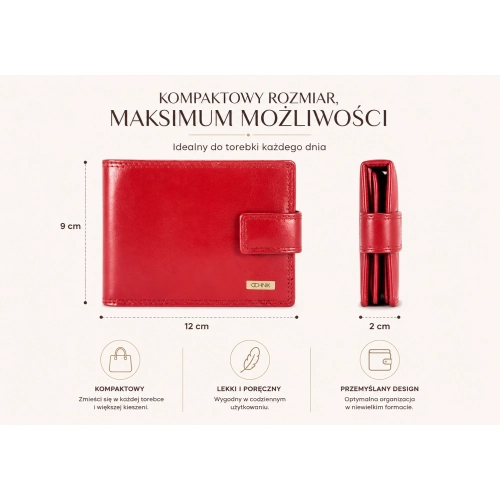 Wymiary portfela damskiego OCHNIK SL-134-41(KS) – 12 × 9 × 2 cm